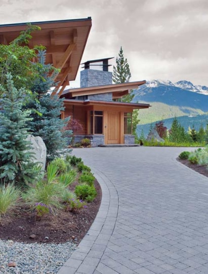 Driveway aframe chalet mountain view